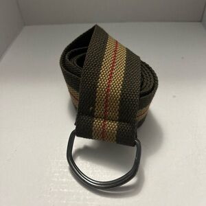 Men’s  Canvas Dark Brown tan & Orange Striped D Ring Belt

46”